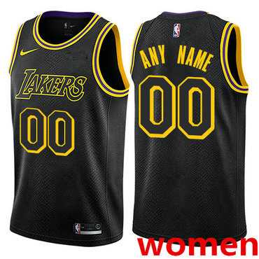Women%27s Customized Los Angeles Lakers Swingman Black Nike City Edition Jersey